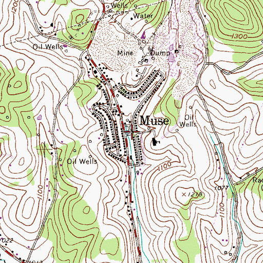 Topographic Map of Muse, PA