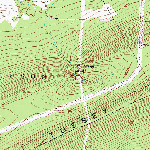 Topographic Map of Musser Gap, PA