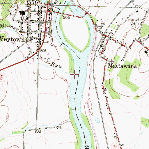 Topographic Map of Musser Run, PA