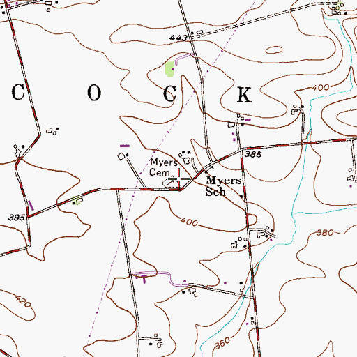 Topographic Map of Myers Cemetery, PA
