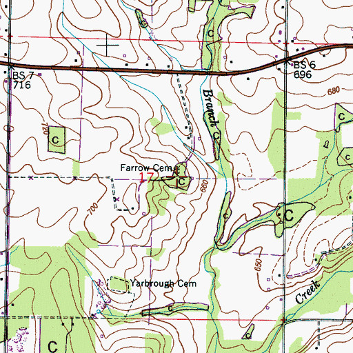 Topographic Map of Farrow Cemetery, AL
