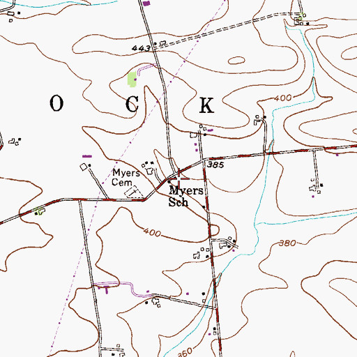 Topographic Map of Myers School, PA