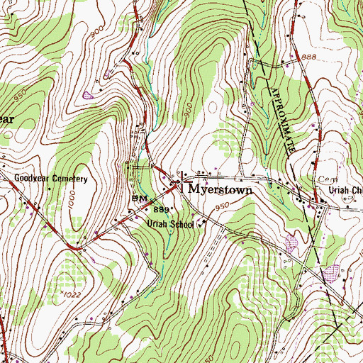 Topographic Map of Myerstown, PA