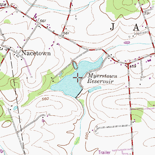 Topographic Map of Myerstown Reservoir, PA