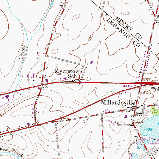 Topographic Map of Myerstown School, PA