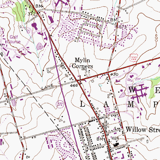 Topographic Map of Mylin Corners, PA