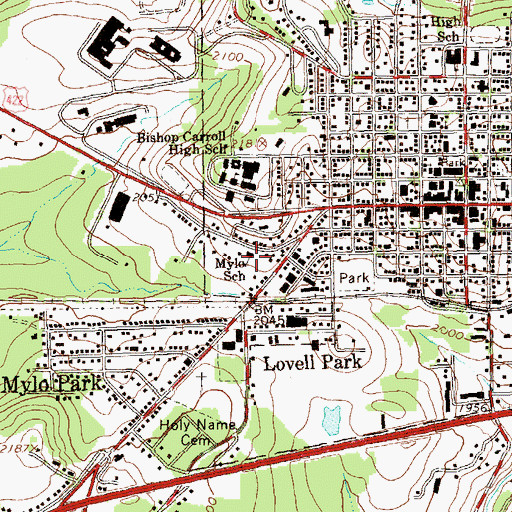 Topographic Map of Mylo School, PA
