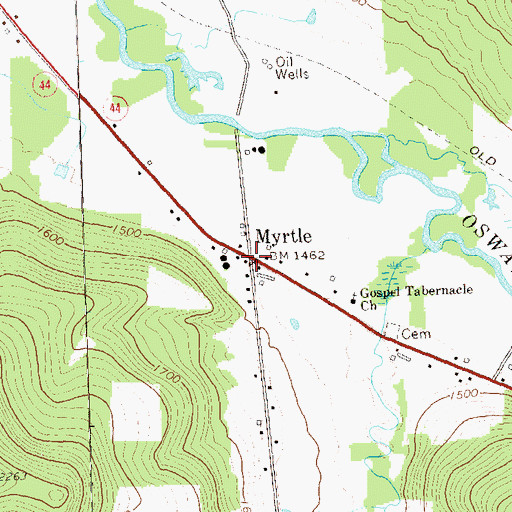Topographic Map of Myrtle, PA