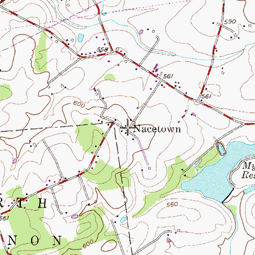 Topographic Map of Nacetown, PA
