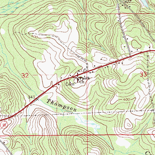 Topographic Map of Faulk Church, AL