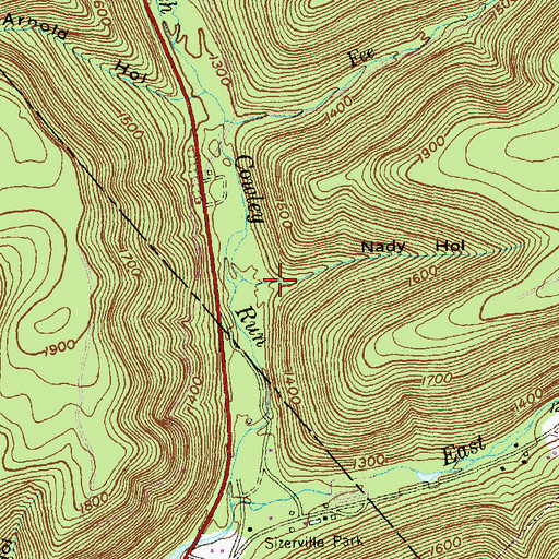 Topographic Map of Nady Hollow, PA