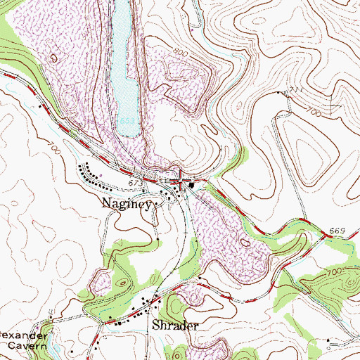 Topographic Map of Naginey, PA