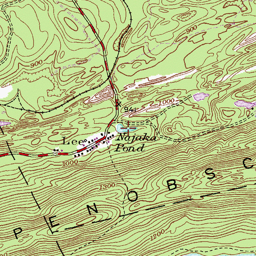 Topographic Map of Najaka Pond, PA