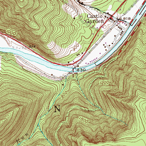 Topographic Map of Nanny Run, PA