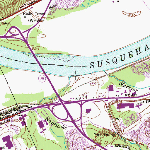 Topographic Map of Nanticoke Creek, PA