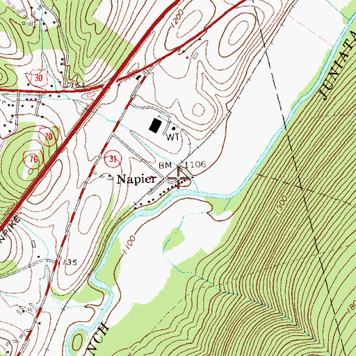 Topographic Map of Napier, PA