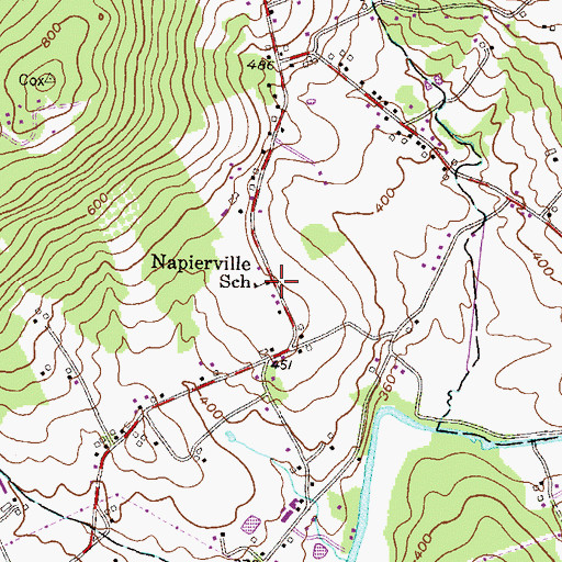 Topographic Map of Napierville School, PA