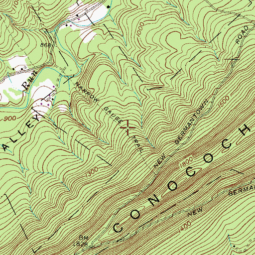 Topographic Map of Narrow Gauge Trail, PA