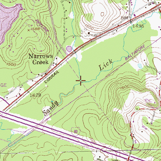 Topographic Map of Narrows Creek, PA