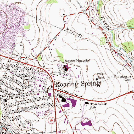 Topographic Map of Nason Hospital, PA