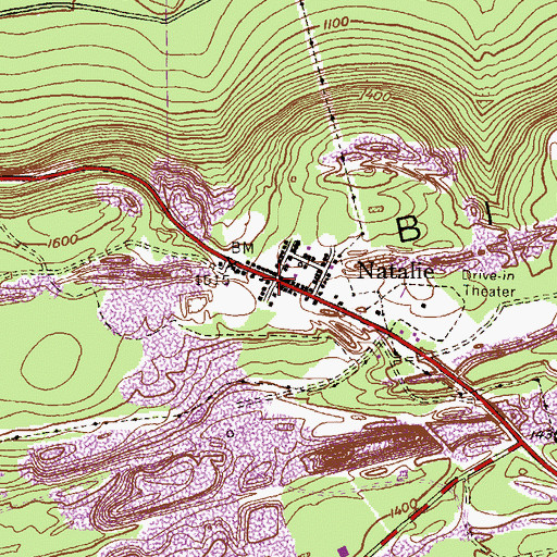 Topographic Map of Natalie, PA