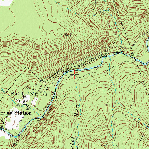 Topographic Map of Nates Run, PA