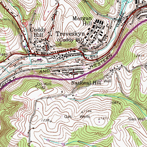 Topographic Map of National Hill, PA