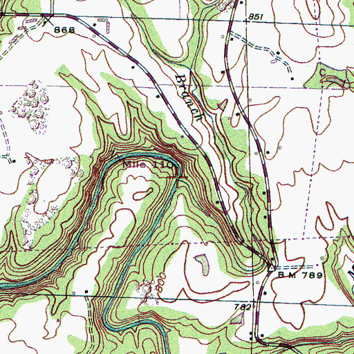 Topographic Map of Faulkner Branch, AL