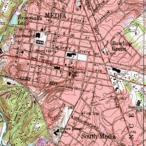 Topographic Map of Nativity School, PA