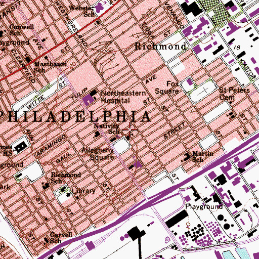 Topographic Map of Nativity School, PA