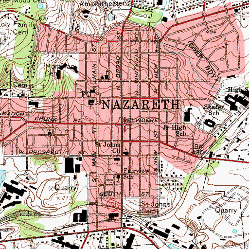 Topographic Map of Nazareth, PA