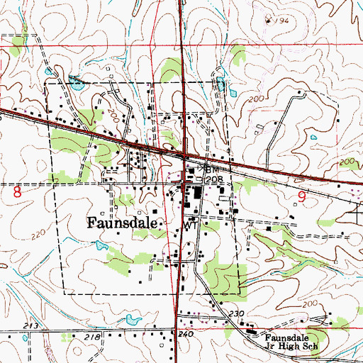 Topographic Map of Faunsdale, AL