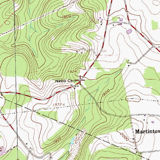 Topographic Map of Nebo Cemetery, PA