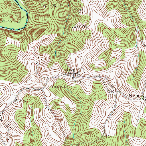 Topographic Map of Nebo Church, PA
