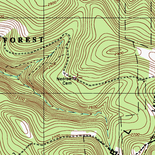 Topographic Map of Nedrow Cemetery, PA