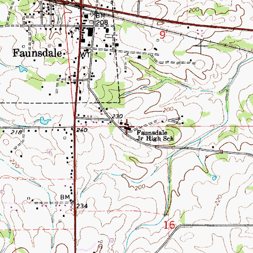Topographic Map of Faunsdale Junior High School, AL