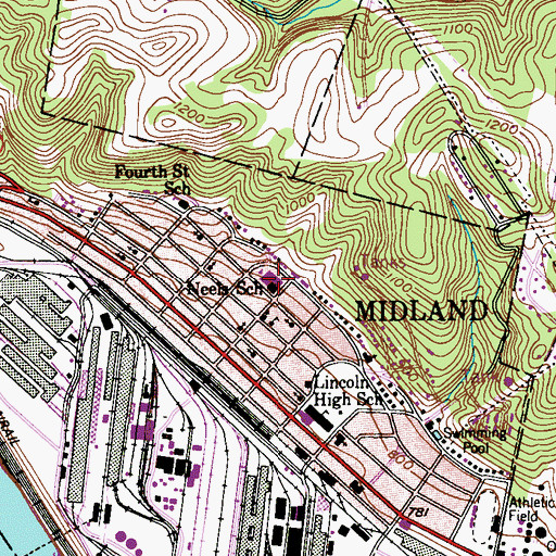 Topographic Map of Neels School, PA