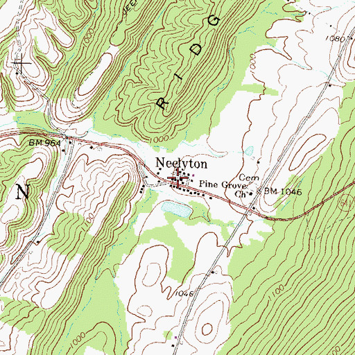 Topographic Map of Neelyton, PA