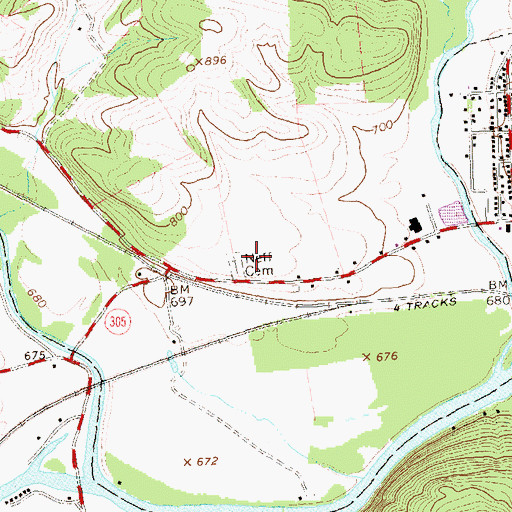 Topographic Map of Neff Cemetery, PA