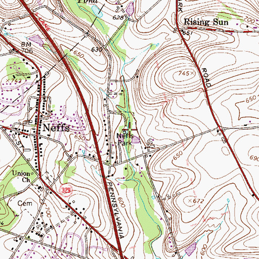 Topographic Map of Neffs Park, PA