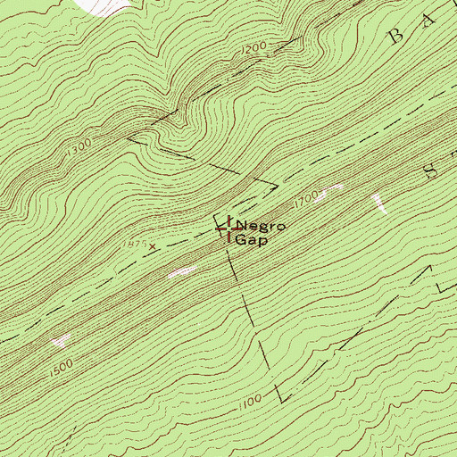 Topographic Map of Negro Gap, PA