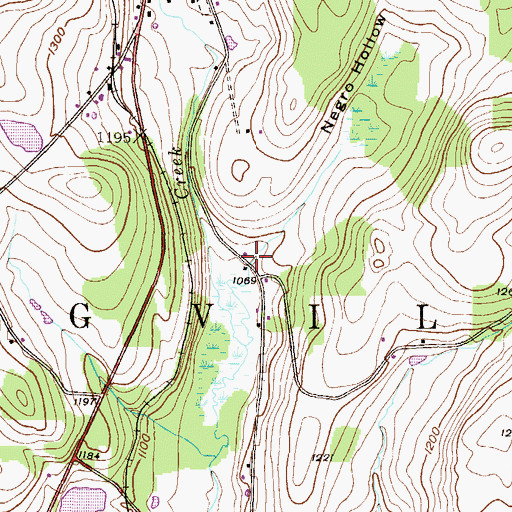 Topographic Map of Negro Hollow, PA
