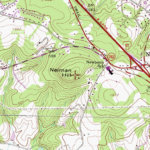 Topographic Map of Neiman Hill, PA