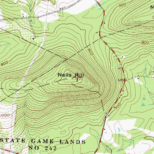 Topographic Map of Nells Hill, PA