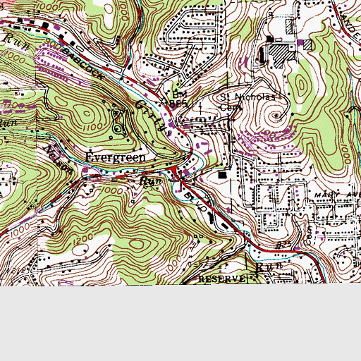Topographic Map of Nelson Run, PA