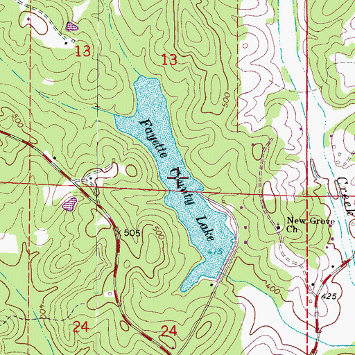 Topographic Map of Fayette County Lake, AL