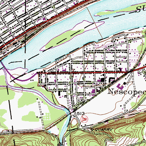 Topographic Map of Nescopeck, PA