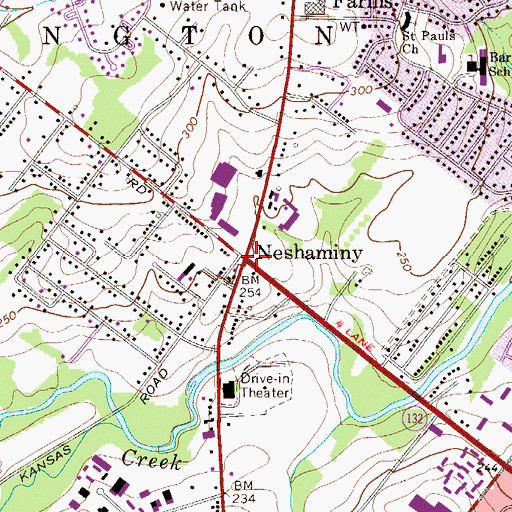 Topographic Map of Neshaminy, PA