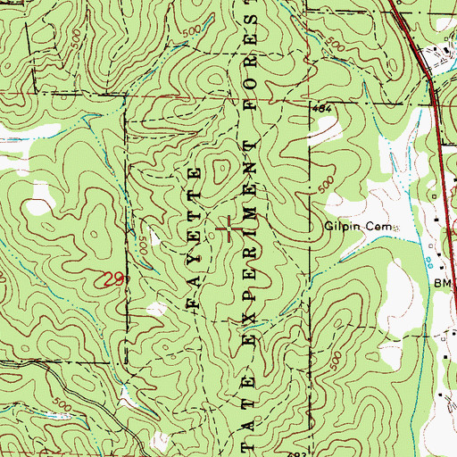 Topographic Map of Fayette State Experiment Forest, AL