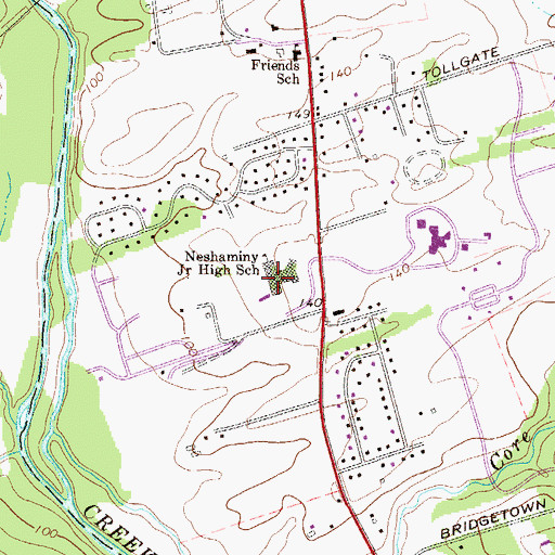 Topographic Map of Neshaminy Junior High School, PA